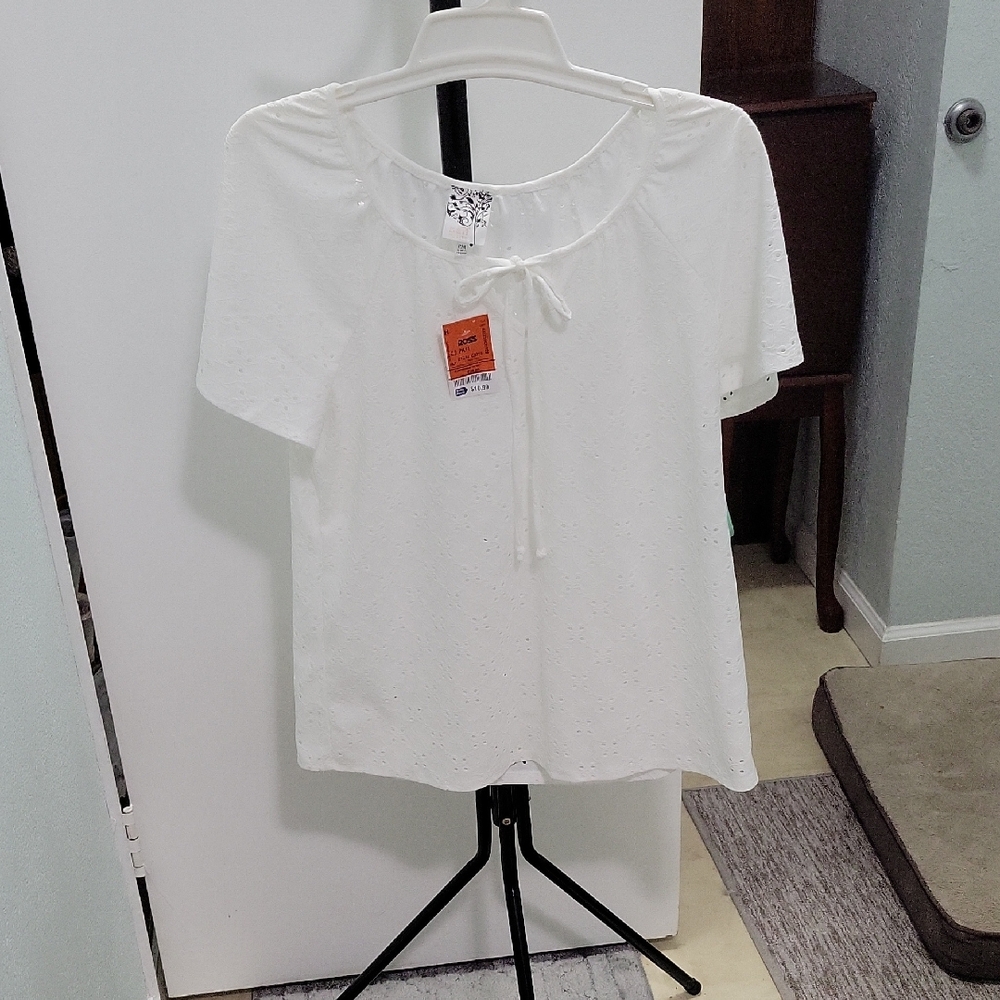 NAIF White Short Sleeve Tie Front Blouse